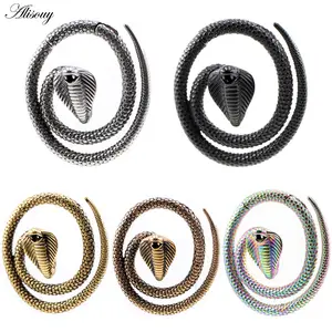 Alisouy 2PCS Stainless Steel Animal Cobra Snake Ear Weights Heavy Expander Stretcher Plug Gauges Earrings Body Piercing Jewelry
