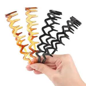 Christmas Gift 4 PCS Zig Zag Headbands Shark Tooth Plastic Hairbands With Teeth Comb Claw, For Women, Girls, Lady