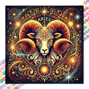 1pcs 5D DIY diamond painting kit, 5D diamond art set, DIY decoration, Aries ram head pattern full round diamond DIY, mosaic, diamond art, DIY art home decor, Diamond Art Tools, suitable for Halloween and Christmas.