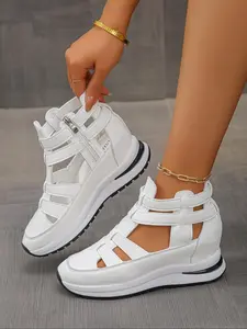 Fashionable Solid Color Platform Sandals, Casual Comfortable Sandals for Summer, Female All-match Round Toe Sandals for Daily Wear, Walking Shoes, Ankle Strap Sandal