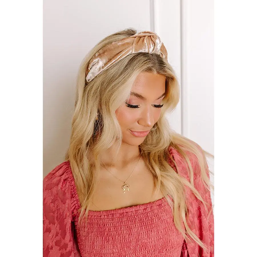 Luxe Lifestyle Velvet Headband in Champagne