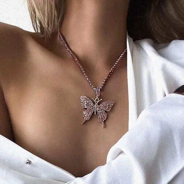 Choker Butterfly Necklace Tennis Chain New Statement Bling Sparkly, Gift