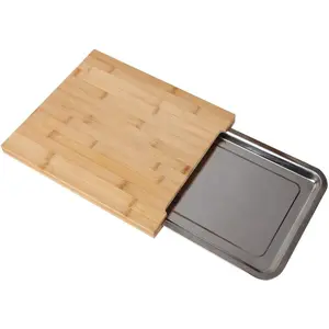 Bamboo Cutting Board Kitchen Fruit Bread Chopping Board with Drawer, Vegetable Food Serving Board Cheese Board, Home Use, Kitchenware