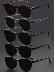 5-Pack Round Sunglasses for Men and Women, Classic Shades, Vintage Trendy Sunglasses, High Quality Sunglasses, Vintage Casual Uv100 Protection Sunglasses for Outdoor Parties, Vacations, Driving, Gift Option
