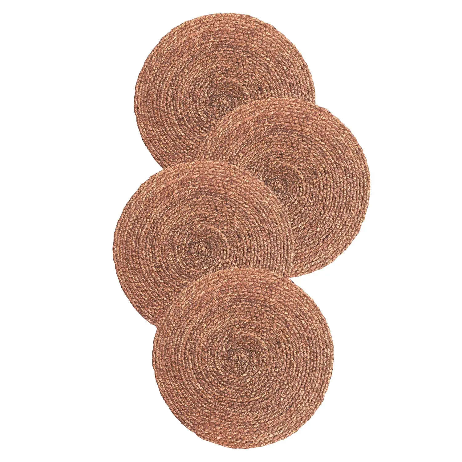Round Shape Natural Grass Braided Weave Placemats, Kitchen Tableware Set Coasters