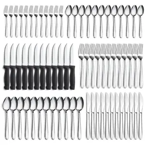 72-Pieces Silverware Sets for 12, Flatware Set with Steak Knives, Stainless Steel Cutlery Set, Include Forks Spoons and Knives Set, Dishwasher Safe Utensil Sets for Home Restaurant Tableware Knife