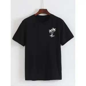 [100% Cotton]Men's Coconut Tree Print Round Neck Tee, Summer Clothes Regular Fit Fashion Casual Streetwear Short Sleeve T-shirt for Summer, Summer Outfits, Men's Top for Daily Wear, 90s Clothes