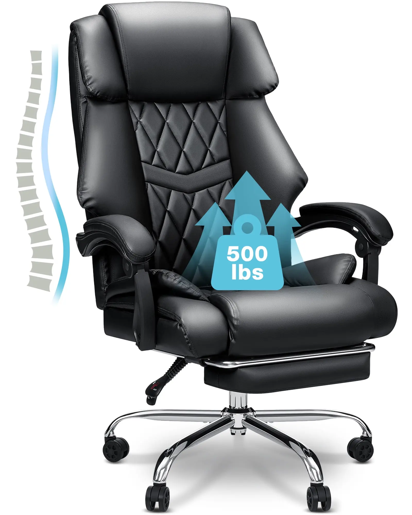 KERDOM Big and Tall Office Chair with Foot Rest 500LBS PU Leather Computer Chair Heavy Duty Executive Office Chair with Lumbar Support Gray Home Office Chairs in the Office Chairs department at KERDOM Big and Tall Office Chair with Foot Rest 500LBS PU Leather Computer Chair Heavy Duty Executive Office Chair with Lumbar Support Gray Home Office Chairs in the Office Chairs department at