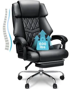 Big and Tall Office Chair 500lbs Executive Office Chair with Foot Rest Ergonomic Office Chair Home Office Desk Chairs Reclining High Back Leather Chair with Lumbar Support Gaming Chair Massage comfortable office chair soft armrest computer desk chair