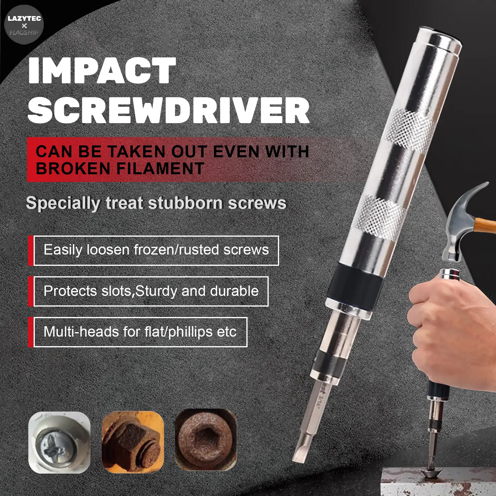 Impact Screwdriver, Specially Designed for Stubborn Screws, Professional-Grade Quality