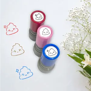 3pcs Daily Poop Stamps, Fun & Funny Expression Rubber Seals, Light-Sensitive Ink Stampers, Colorful Hand Account Record, Custom Stamp