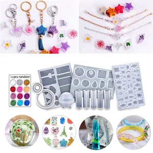 93 Pieces Epoxy Resin Molds Silicone Casting Molds and Tools Set for DIY Jewelry Craft Making