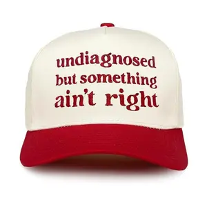 Undiagnosed But Something Ain't Right, Embroidery Funny Sarcastic Trucker Hat, Casual Black and White Hat, Trucker Hat for Pretty Hair Styling, Premium Men's Snapback Hat