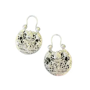 Silver earrings  with butterfly and leaf