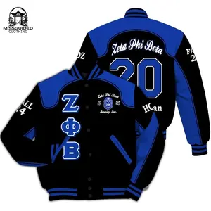 Ireishprint Zeta Phi Beta Custom Chapter Varsity Jacket, Z-Phi-B Jacket Racing Style 1920 Sorority Jacket