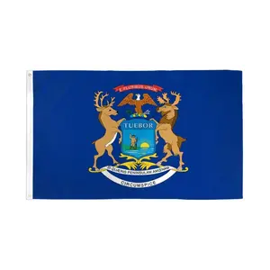 Michigan Flag Banner, 2x3ft Dye Sub Print Polyester Flag with Header Tape, Bold Colors Backdrop Display for Festive Home Supplies