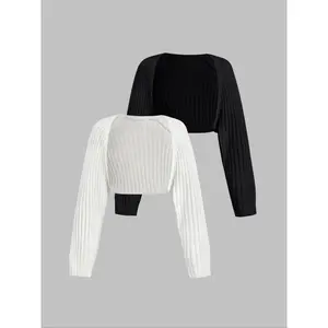 Women's autumn and winter wool lined thick knitted shawl long sleeved cardigan fashionable casual jacket set, 2-piece setRAIMENTRY