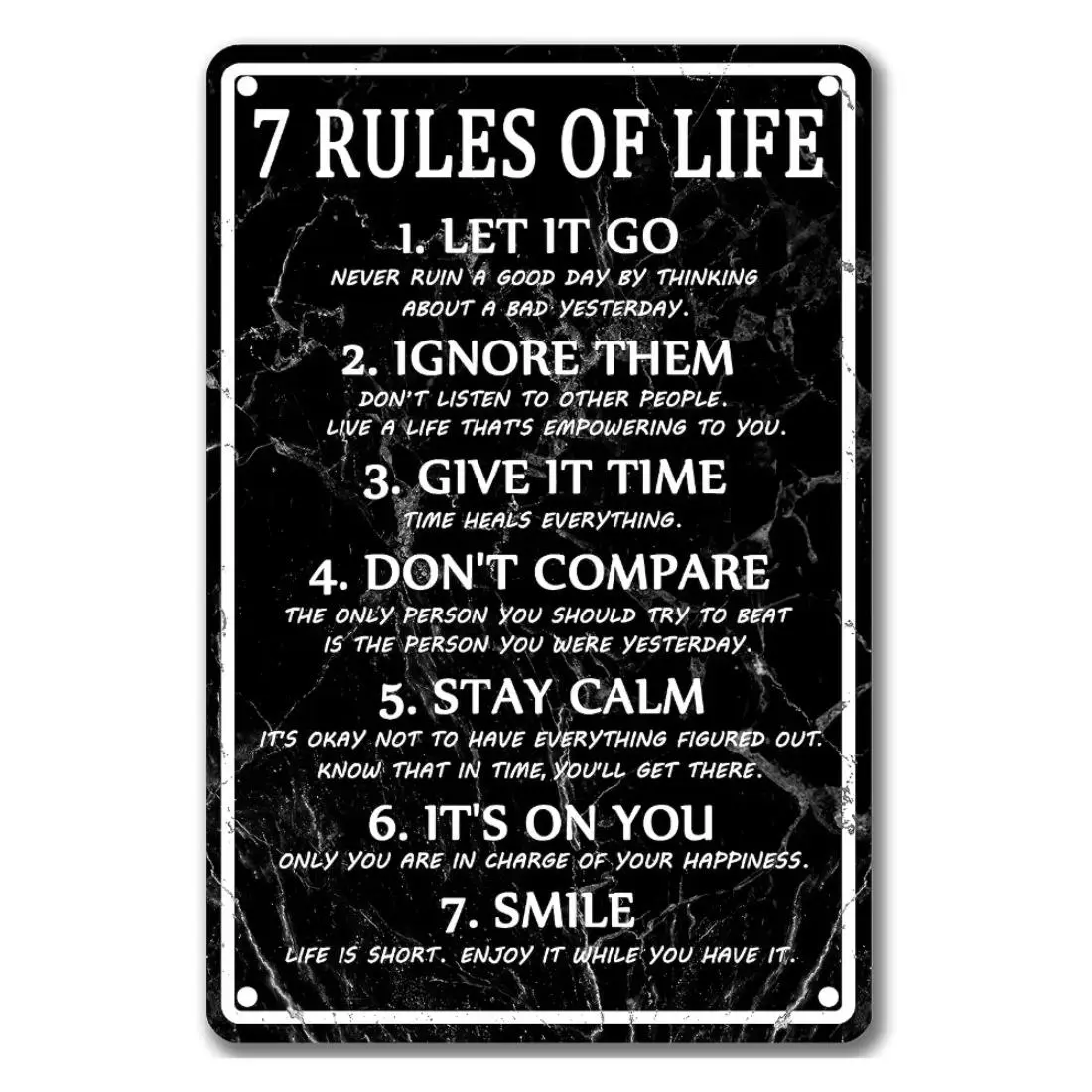 7 Rules Of Life Wall Painting, Metal Tin Sign, Wall Decoration, Inspirational Poster, Classroom Decoration, Garden & Patio Decoration