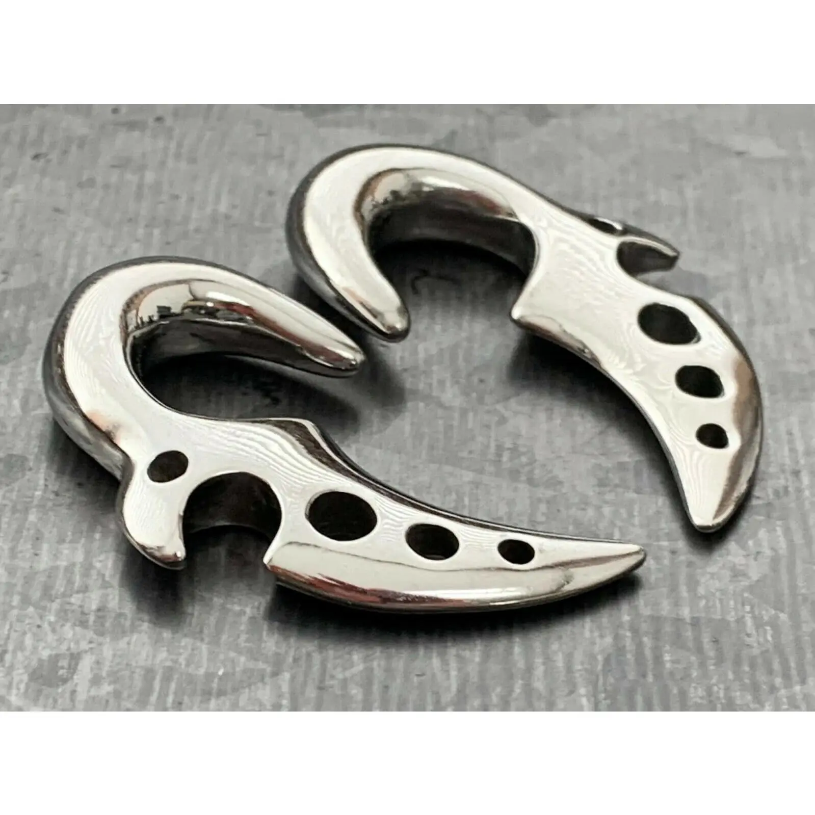 PAIR of Unique Claw / Fang Style Steel Tapers