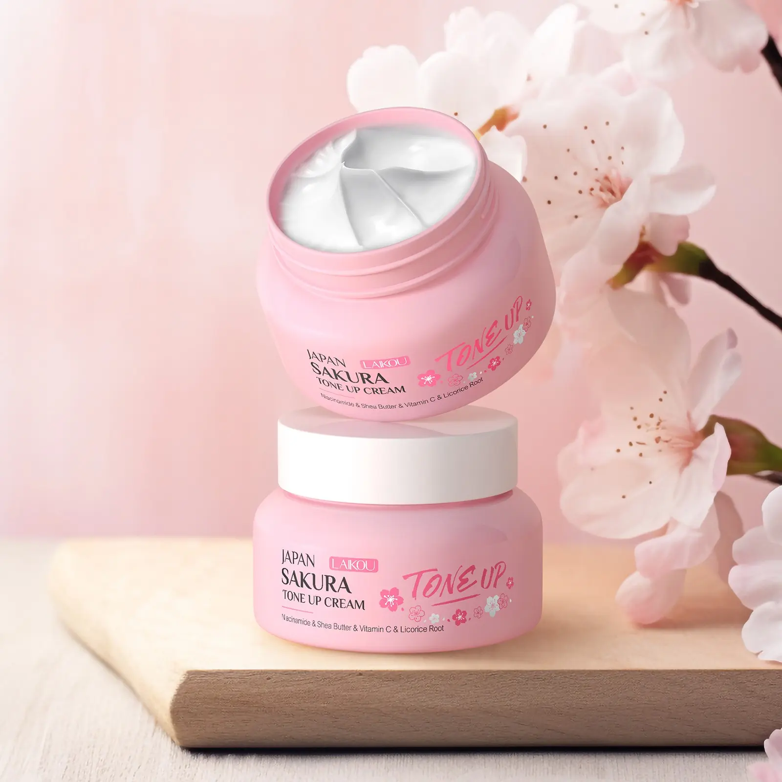 LAIKOU Japan Sakura Tone Up Cream, Brightening Hydrating Moisturizing Face Moisturizer Cream for Glowing Skin, Cosmetic Moisturizer, Face Care Products