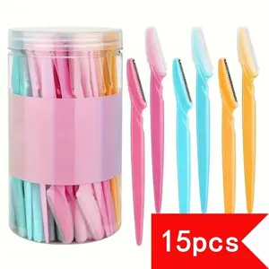 Eyebrow Razor Set, Eyebrow Styling Kit, 15pcs/set Stainless Steel Eyebrow Shaping Tool with Safety Cover, Facial Hair Trimmers, Eyebrow Trimmers, Facial Hair Removal Tool for Women & Men #TOP PICKS