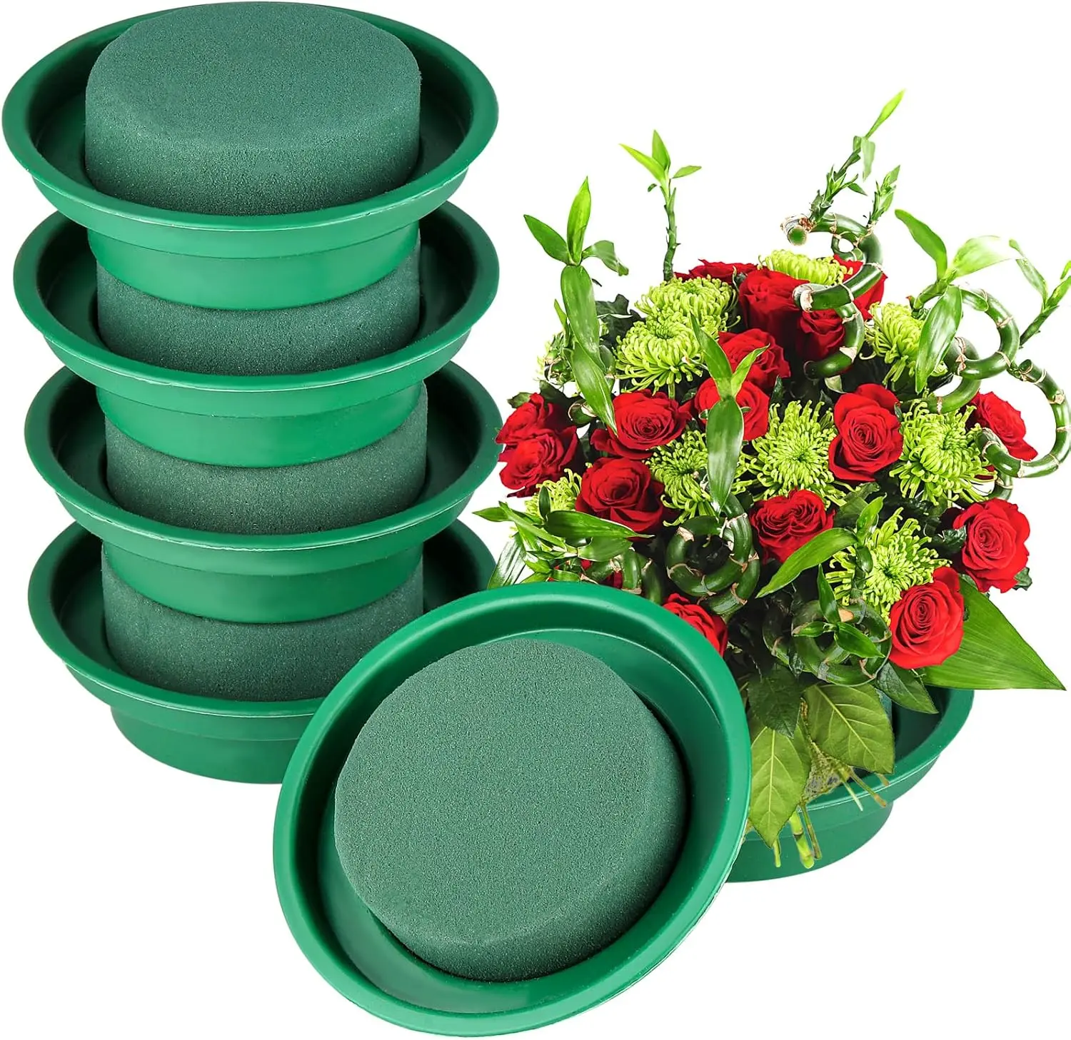 8 piece Floral Foam with Bowl Flower Arrangements Round Floral Supplies DIY Flower Arrangement Kit for Table Party Wedding Festival Flower