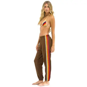 5 STRIPE SWEATPANTS - CHOCOLATE // RAINBOW WHITE