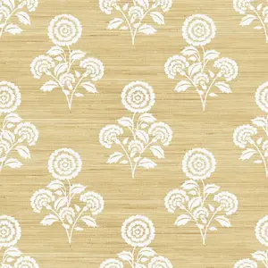 Brewster Flourish Block Print Wheat Faux Grasscloth Peel and Stick 1pc Wallpaper