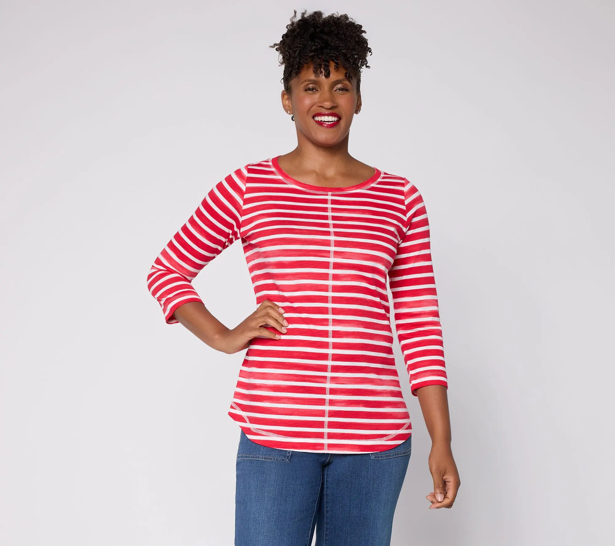 Liberty Belles by Kim Gravel The Stripe is Right Center Seam Top