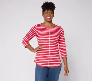 Liberty Belles by Kim Gravel The Stripe is Right Center Seam Top