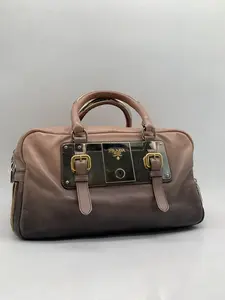 Pre-owned PRADA Gradient Brown Leather Boston Bag/WJ04128201