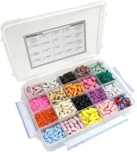 Healthcare Large 20-Compartment Pill Dispenser with Airtight Seal and Medication Map