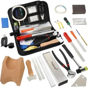 Guitar Luthier Tool Kit with Fret Repair Tools, Leveling Beam, Chip Stopper, Slot Saw, Crowning File, String Action Ruler, and String Spreaders for All Skill Levels