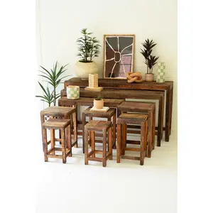 Set Of Nine Recycled Wood Display Tables