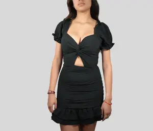 Blashe Women's Twist Front Ruched Dress Black (FINAL SALE)