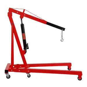 【GARVEE】4000LB Folding Engine Crane Hoist with 2 Ton Capacity, Heavy Duty Steel Construction, Foldable Design with 6 Casters for Garage, Workshop, Auto Repair, Available in Red and Yellow
