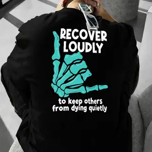 "Recover Loudly" Mental Health Awareness T-Shirt, Inspirational Recovery Tee