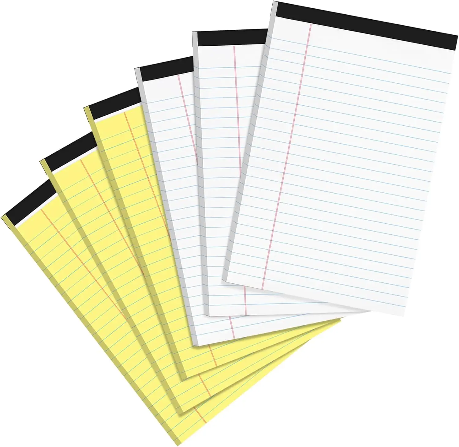 6 PCS Small Legal Pads 5x8 Yellow and White, Narrow Ruled Small Note Pads, Micro Perforated Writing Pad, College Ruled Legal Notepads 5x8 for Study, Office, To-Do Lists(30 Sheets/Small Notepad)