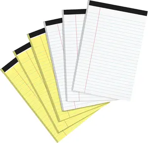 6 PCS Small Legal Pads 5x8 Yellow and White, Narrow Ruled Small Note Pads, Micro Perforated Writing Pad, College Ruled Legal Notepads 5x8 for Study, Office, To-Do Lists(30 Sheets/Small Notepad)