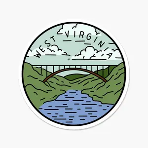 West Virginia Illustrated US State 3 x 3 in - Travel Sticker