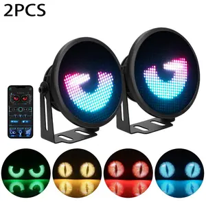 12V-24V APP Control Dynamic LED Eye Light, Waterproof Devil Eyes LED Fog Light for Car Motorcycle SUV, Programmable RGB LED Display Light with Custom Patterns
