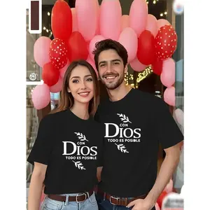 Couple Printed Sleeve Collar T-shirt, Spring and Summer Casual Couple Short-sleeved Top, Women's Clothing (sold Separately for Men and Women)