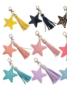 Creative New Five-Pointed Star Tassel Keychain Accessory, Car Key Chain Hanging Decoration, Bag Charm, 1pcs