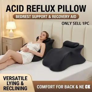 Premium Memory Foam Wedge Pillow with Breathable 3D Mesh Cover Orthopedic Bedrest Cushion for Back and Neck Support Multi-Functional Support Pillow for Reading Resting and Sleeping Elevated Wedge for Acid Reflux and Snoring Non-Slip Bed Pillow