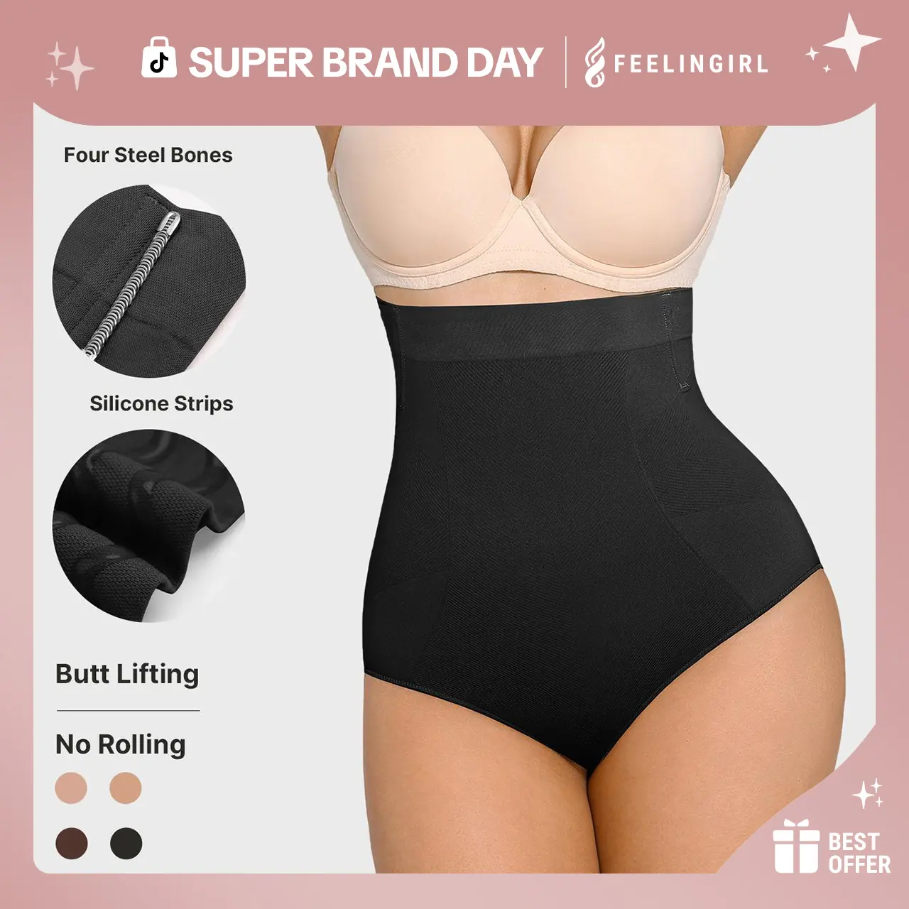 FeelinGirl Shorts Shapewear Briefs High Waisted Panty Butt Litfer Shorts Compression Panties TiktokSuperBrandDay