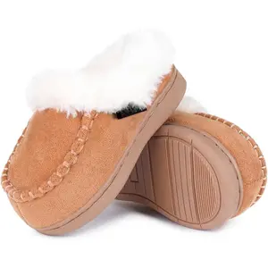 L-BN030   Toddler Kids House Shoes Slippers with Memory Foam Fuzzy and Warm Cozy Comfort Fleece Clog Slip On Sole Protection for Boys Girls Indoor Outdoor
