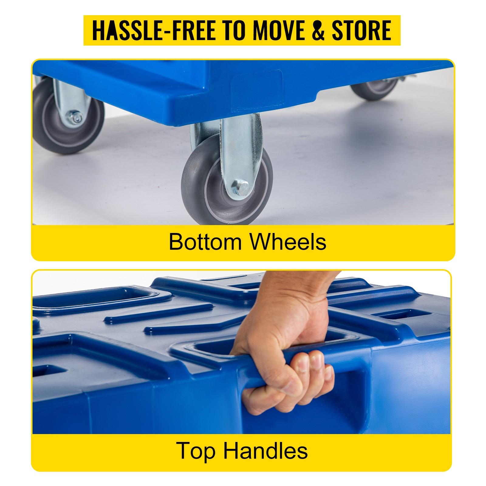 Insulated Food Pan Carrier 82 Qt Hot Box for Catering, LLDPE Food Box Carrier with One-Piece Buckle, Front-Loading Food Warmer with Handles, End Loader with Wheels for Restaurant, Canteen, Cafeteria, Buffet Service, Durable Blue