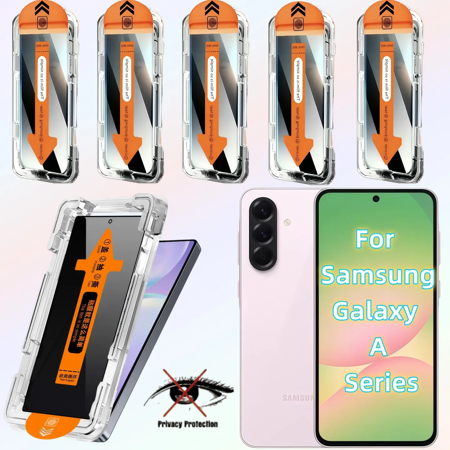5-Pack Privacy Protection Tempered Glass Screen Protector for Samsung Galaxy a Series Smartphone, Ultra-Clear Anti-Spy Film, Easy Install, Scratch Resistant