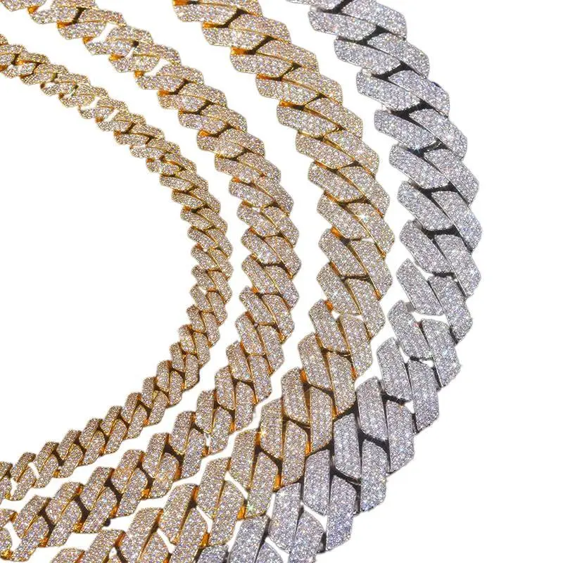 High Quality Unisex VVS1 Moissanite Cuban Chain Necklace 925 Silver For Men Hip Hop Jewelry
