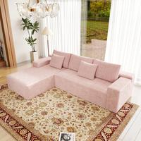 Pink(plush Corduroy Fabric)-Left Facing Chaise